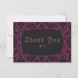 Gothic Black Magenta Lace Rose Dankeskarte