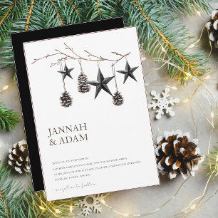 Gothic Black Pinecones Stars Weihnachtsfeier Einladung