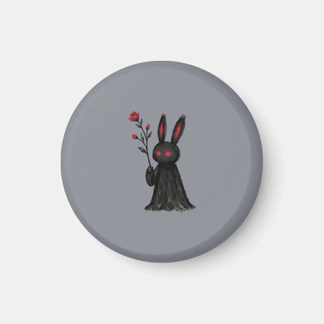 Gothic Black Rabbit Red Rose Emo Hase Ästhetik Magnet (Vorne)