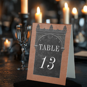 Gothic Black Raven & Black Arch Rust Hochzeit Tischaufsteller