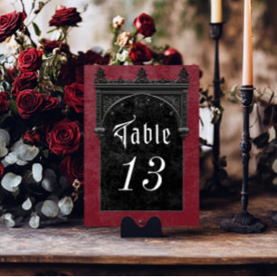 Gothic Black Raven & Black Arch Wein Hochzeit Tischnummer