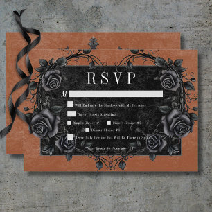 Gothic Black Raven & Black Rose Rost Dinner RSVP Karte