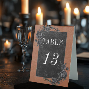 Gothic Black Raven & Black Rose Rust Wedding Tischaufsteller