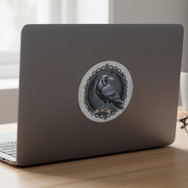 Gothic Black Raven Illustration Runder Aufkleber