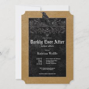 Gothic Black Raven & Roses Gold Brautparty-Einladu Einladung