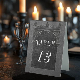Gothic Black Raven & Schwarze Architektur Hochzeit Tischaufsteller