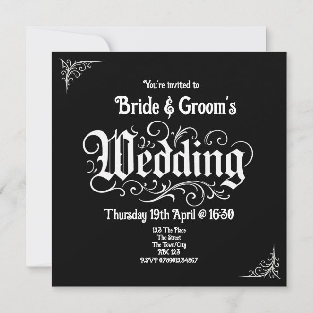 Gothic Black Rock Metal Wedding Personalisierte Na (Vorderseite)