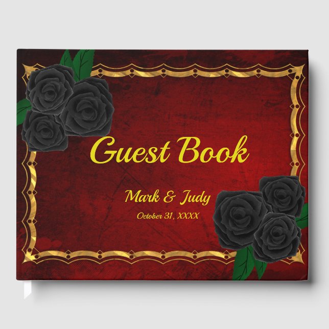 Gothic Black Rose Blood Red Wedding Gästebuch (Vorderseite)
