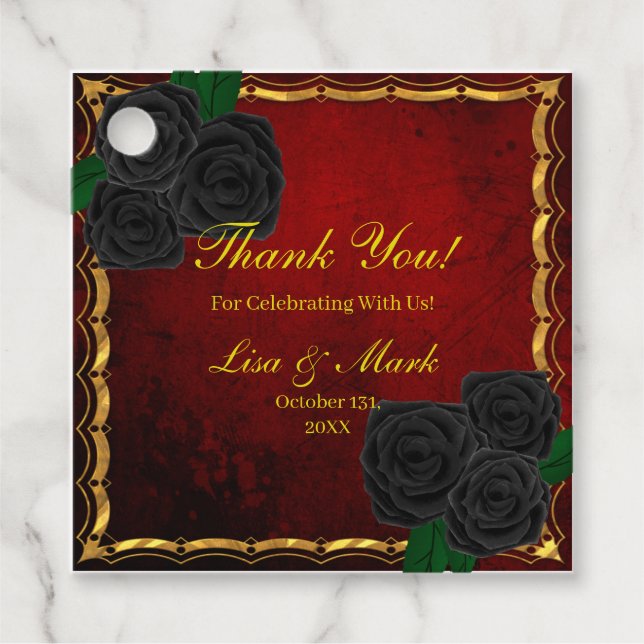 Gothic Black Rose Blood Red Wedding Geschenkanhänger (Vorderseite)