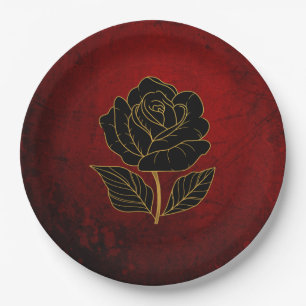Gothic Black Rose Blood Red Wedding  Pappteller
