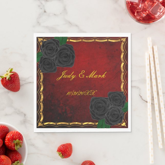 Gothic Black Rose Blood Red Wedding Serviette (Beispiel)