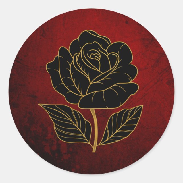 Gothic Black Rose Blood Red Wedding Siegel Runder Aufkleber (Vorderseite)