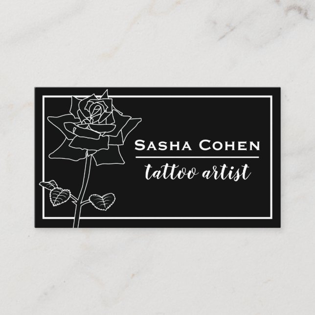 Gothic Black Rose Floral Illustration Visitenkarte (Vorderseite)