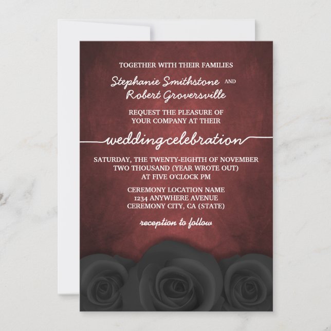 Gothic Black Rose Halloween Hochzeitseinladungen Einladung (Vorderseite)