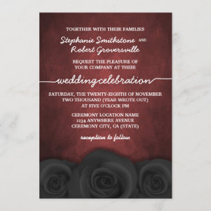 Gothic Black Rose Halloween Hochzeitseinladungen Einladung