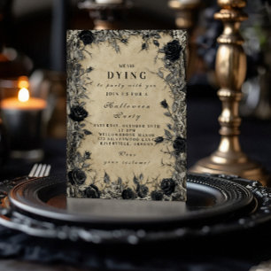 Gothic Black Rose Halloween Soirée Einladung