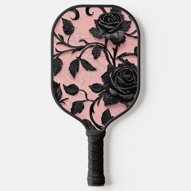 Gothic Black Rose Pickleball Schläger (Vorderseite)