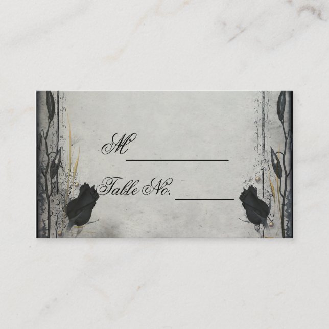 Gothic Black Rose Trellis Wedding Platzkarte (Vorderseite)