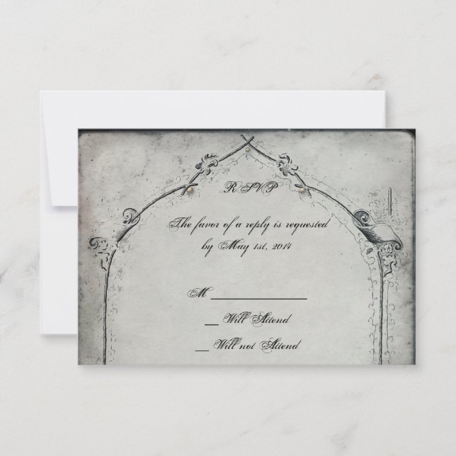 Gothic Black Rose Trellis Wedding Response Card RSVP Karte (Vorderseite)
