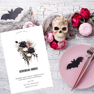 Gothic Black Roses Skulls Probedinner   Einladung