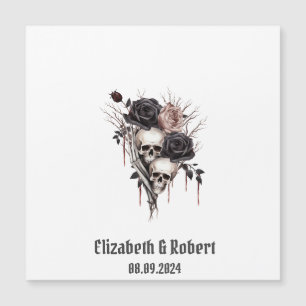 Gothic Black Roses Totenköpfe Hochzeit  Magnetkarte