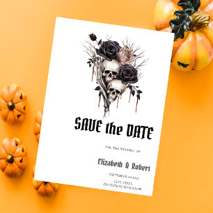 Gothic Black Roses Totenköpfe Terminankündigung Save The Date