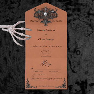 Gothic Black & Rust Halloween Filigree Kein Abende All In One Einladung