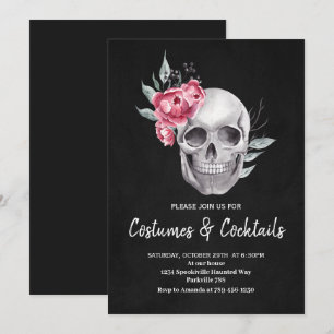 Gothic Black Skull Adult Halloween-Party Einladung