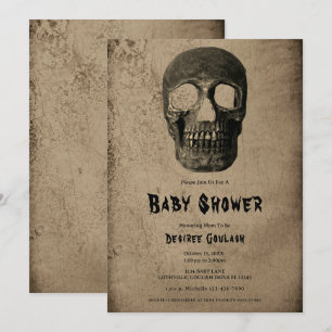 Gothic Black Skull Antik-Baby-Shower-Einladung Einladung