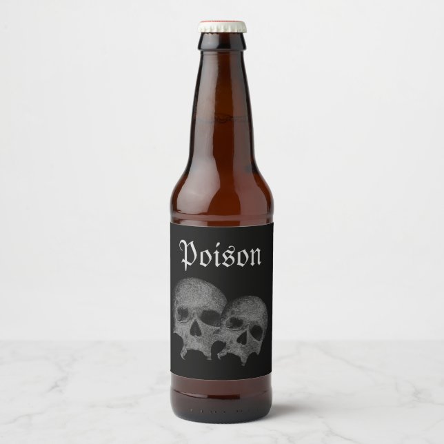 Gothic Black Skull Poison Halloween-Party Dekorati Bierflaschenetikett (Vorderseite)