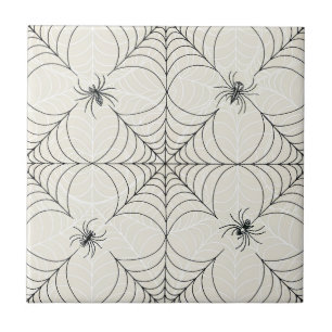 Gothic Black Spiders in einem Creme-Web-Gitter Fliese
