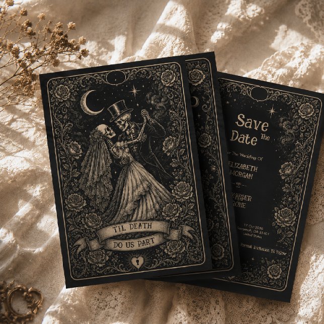 Gothic Black Spooky Tarot Hochzeit  Save The Date (Von Creator hochgeladen)