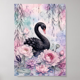 Gothic Black Swan Celestial Whimsigoth Pastell-Kun Poster