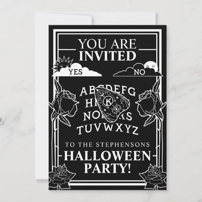 Gothic Black Talking Board Spooky Halloween-Party Einladung (Vorderseite)