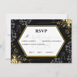 Gothic Black und Gold Hochzeit RSVP Karte