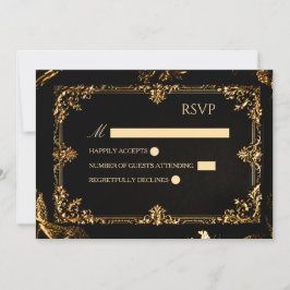Gothic Black und Gold RSVP-Karte Einladung