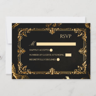 Gothic Black und Gold RSVP-Karte Einladung