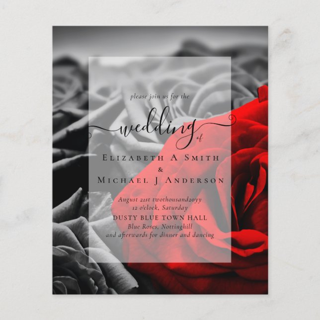 Gothic Black und Rote Rosen Goth Wedding Einladung (Vorderseite)