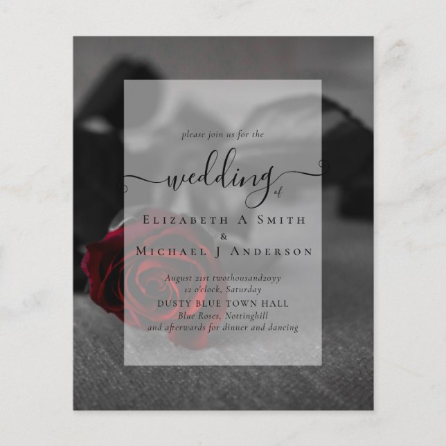 Gothic Black und Rote Rosen Goth Wedding Einladung Flyer (Vorne)