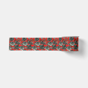 Gothic Black und rote Rosen Muster Ripsband