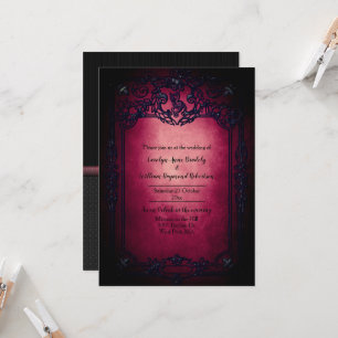 Gothic Black und Ruby Wedding Einladung