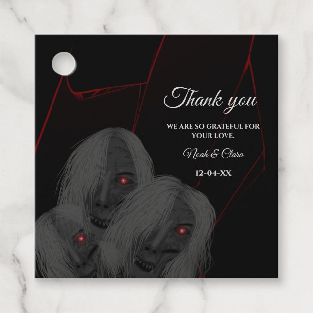 Gothic Black White Ghosts - Dark Moody Halloween  Geschenkanhänger (Vorderseite)