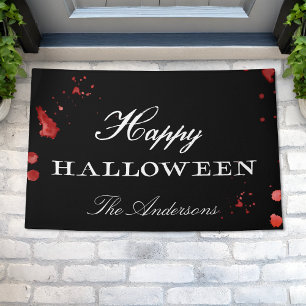 Gothic Black & White Happy Halloween Personalisier Fußmatte