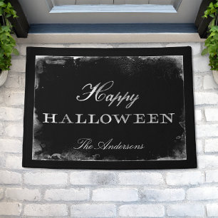 Gothic Black & White Happy Halloween Personalisier Fußmatte