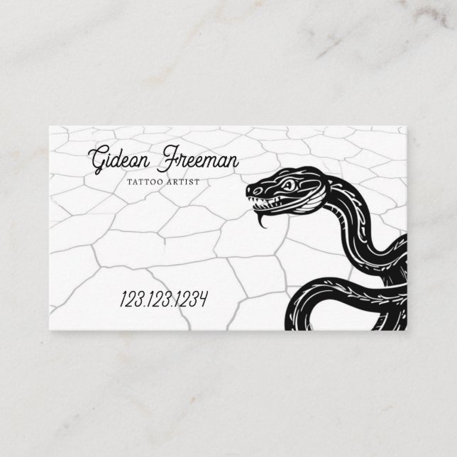 Gothic Black & White Snake Tattoo Artist Visitenkarte (Vorderseite)