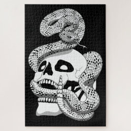 Gothic Black & White Snake und Skull Dark Art