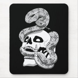 Gothic Black & White Snake und Skull Dark Art Mousepad