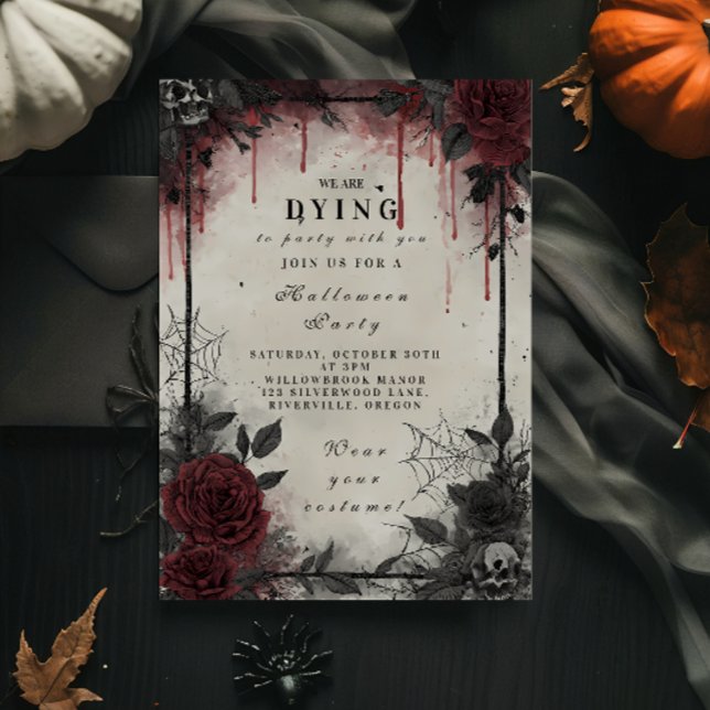 Gothic Blood Rose Halloween-Party Einladung (Von Creator hochgeladen)