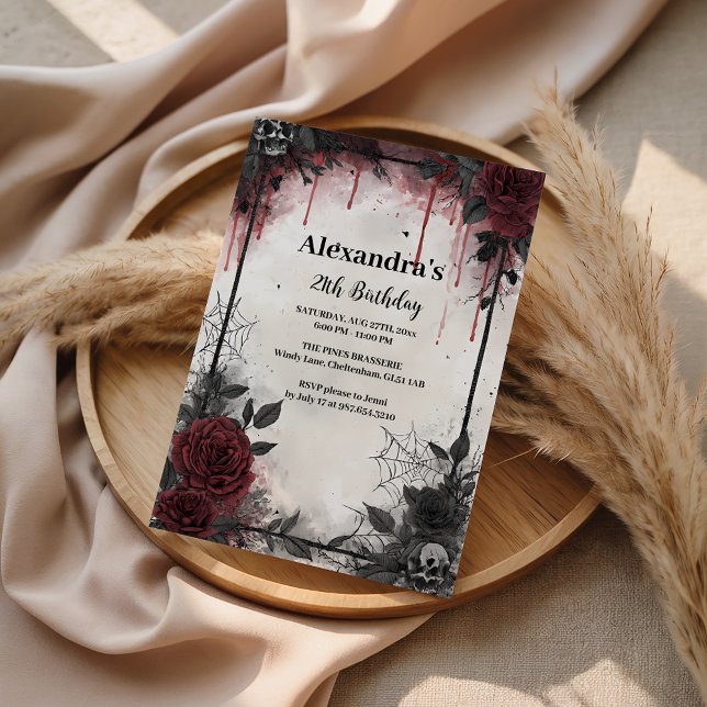 Gothic Blood Roses Birthday Einladung (Von Creator hochgeladen)
