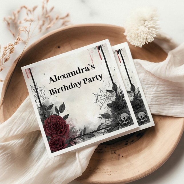 Gothic Blood Roses Birthday Serviette (Von Creator hochgeladen)